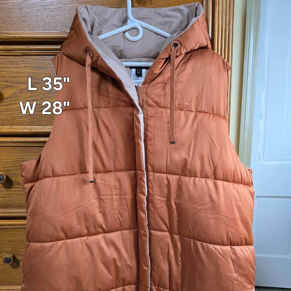 TRIBAL FASHION REVERSIBLE LONG HOODED PUFFER VEST